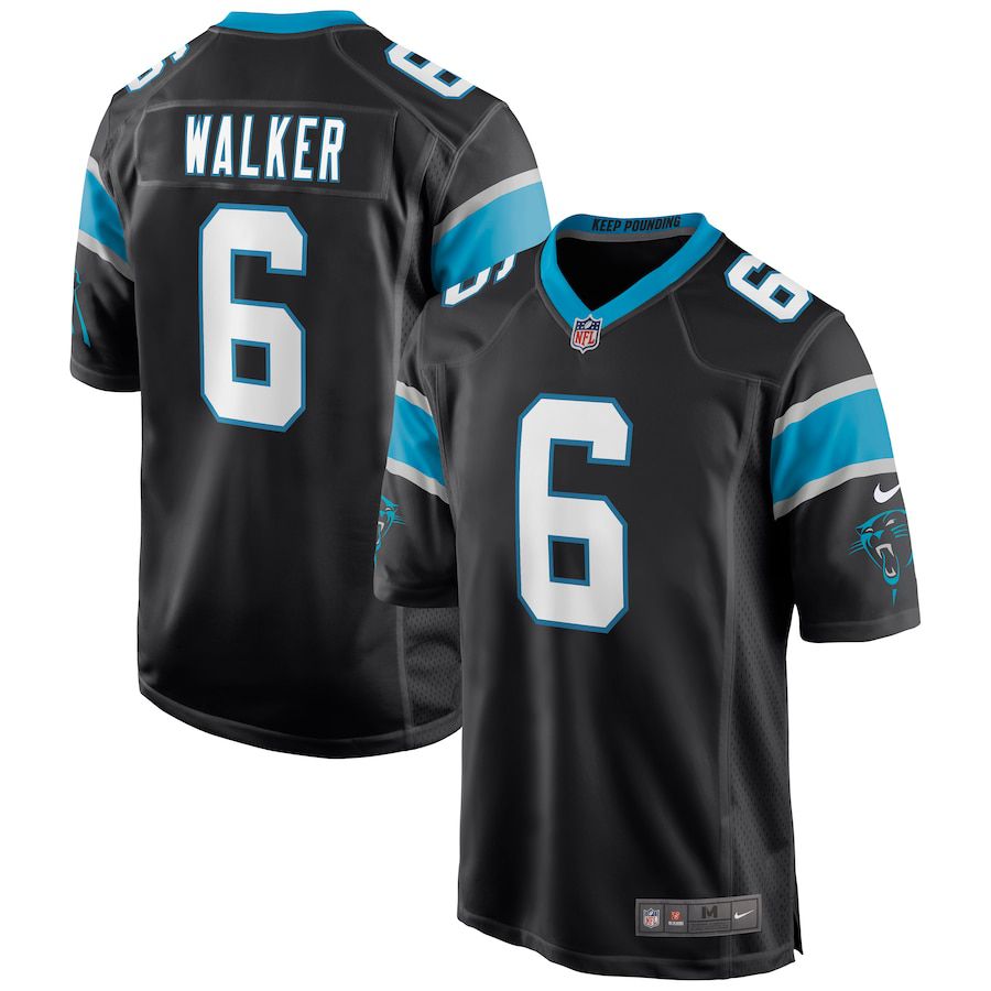 Men Carolina Panthers #6 P.J. Walker Nike Black Game NFL Jersey